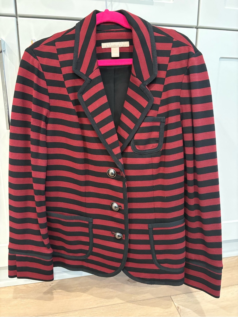 J. Crew Red and Black Striped Blazer Jacket